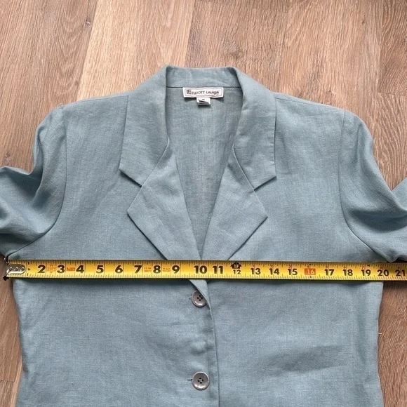 Elliott Lauren linen Blazer Jacket Size 8 seafoam blue unlined casual USA coat - Picture 10 of 11